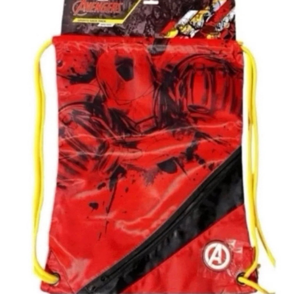 Marvel Avengers Iron Man Drawstring Backpack Red Yellow New with Tags